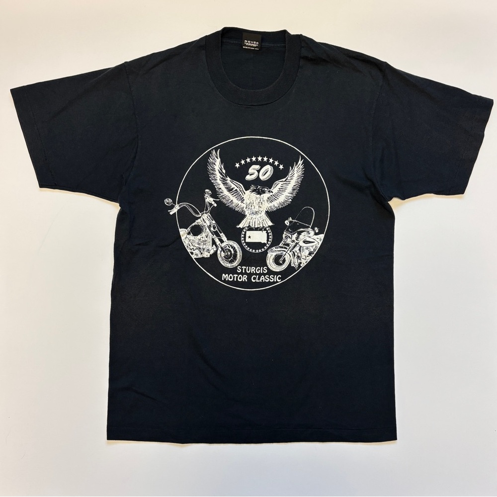 Vintage 1990 Sturgis Motor Classic Black Graphic Tee